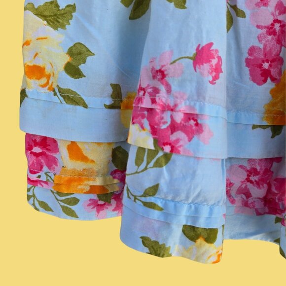 Y2K Abercrombie Fitch Floral mini Skirt Size M Tiered Fairy Coquette Dolette - Picture 7 of 9